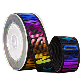 طلای رنگی رنگین کمان فویل فویل رنگ Grosgrain Ribbon برای بسته بندی هدایای تعطیل